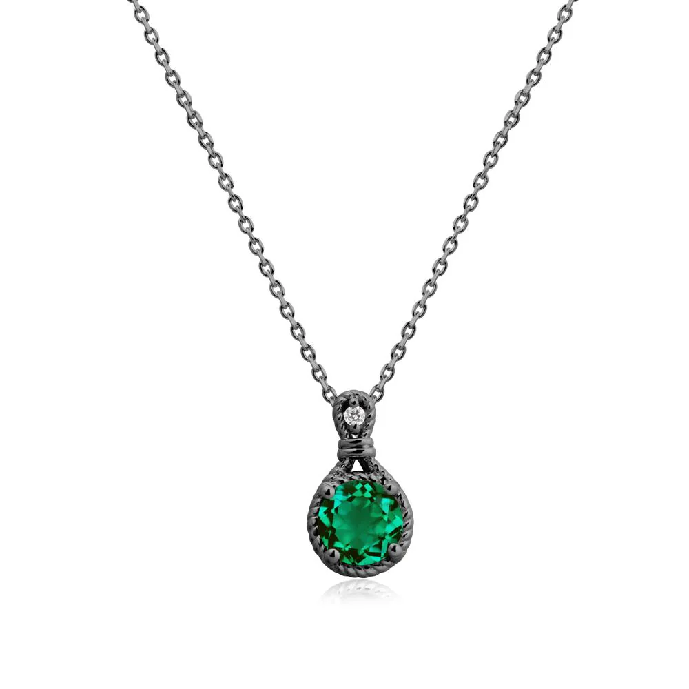 Round Emerald Knot Rope Necklace - Image 8
