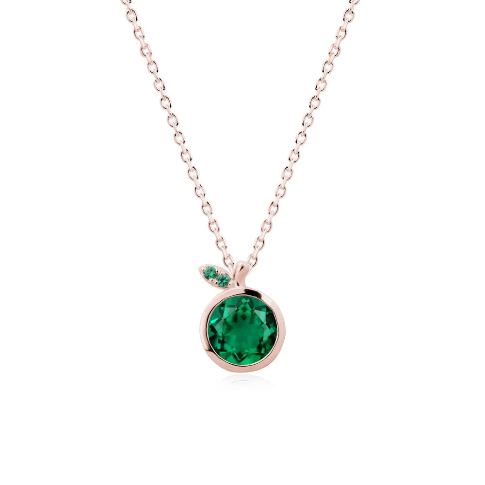 Round Emerald Leaf Pendant Necklace - Image 4