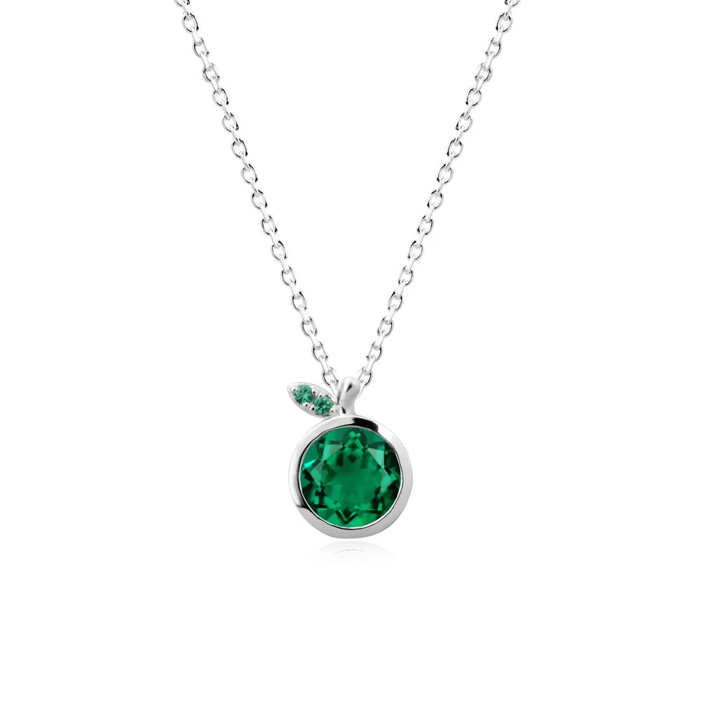 Round Emerald Leaf Pendant Necklace - Image 5