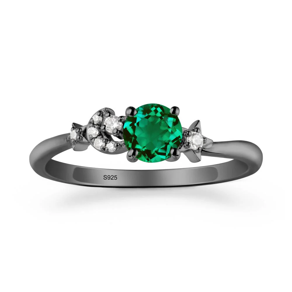 Round Emerald Ring with Moon and Pentacle - Image 8