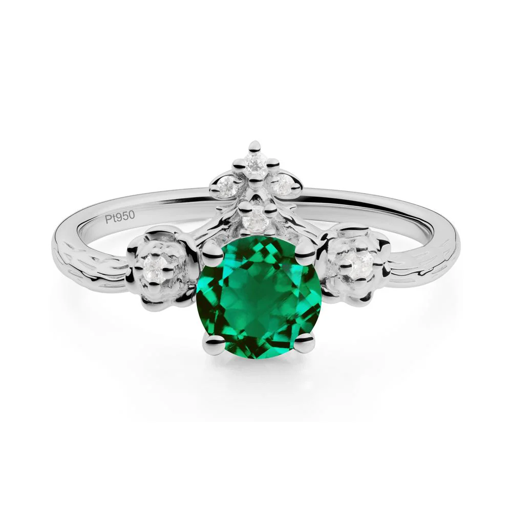 Round Emerald Rose Ring with Wood Grain - Image 6
