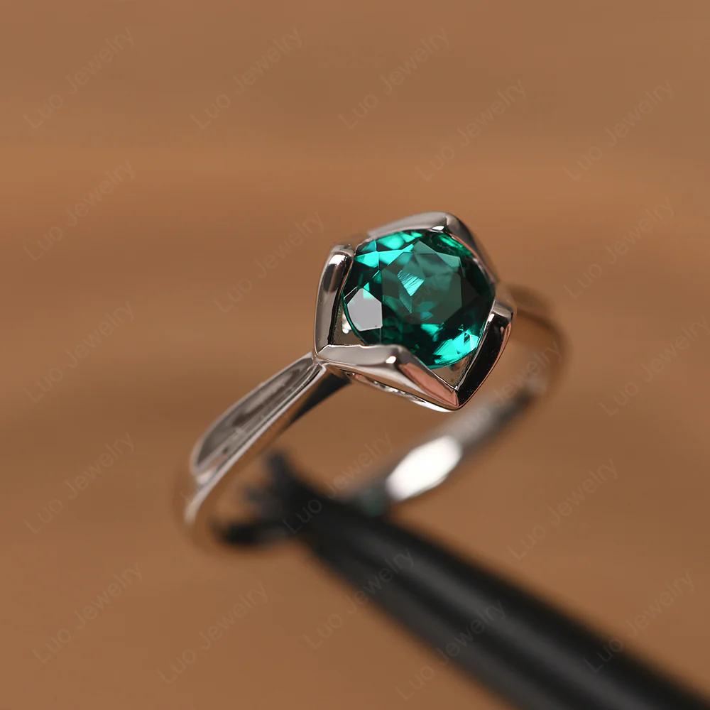 Emerald Lotus Flower Engagement Ring - Image 2