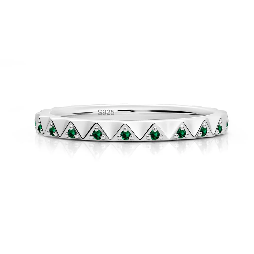Round Emerald Stackable Ring - Image 9