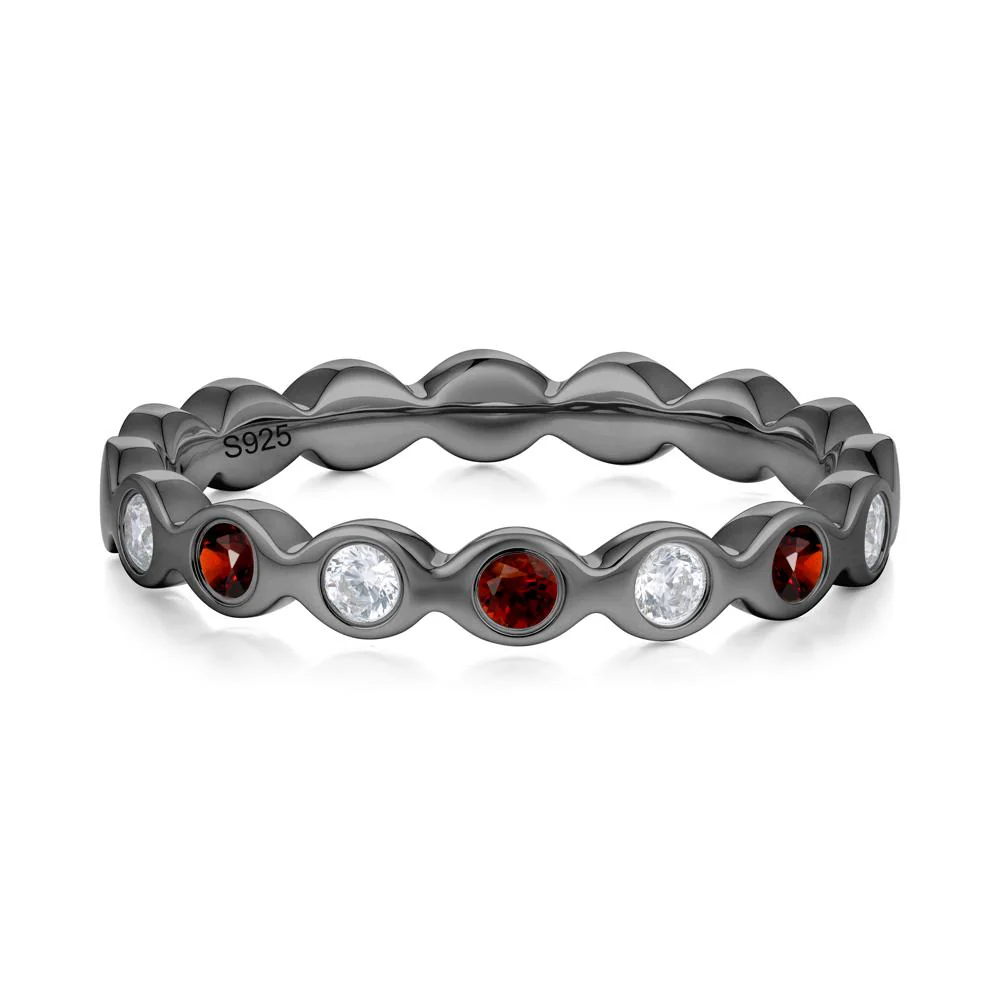 Round Garnet and Cubic Zirconia Eternity Ring - Image 3