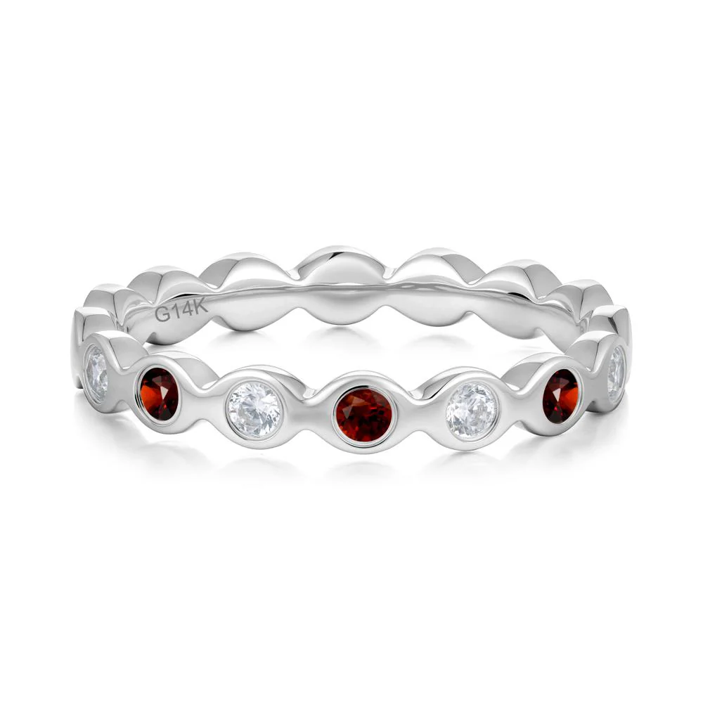 Round Garnet and Cubic Zirconia Eternity Ring - Image 9