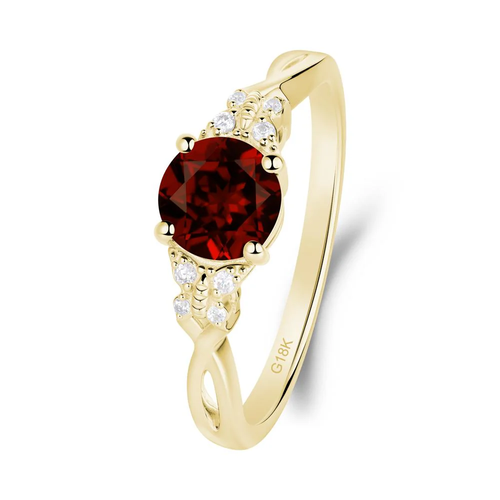Round Garnet Butterfly Ring - Image 4