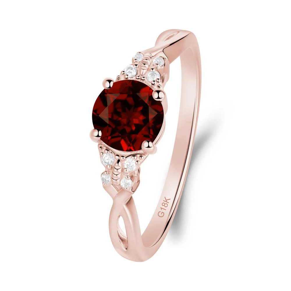 Round Garnet Butterfly Ring - Image 9
