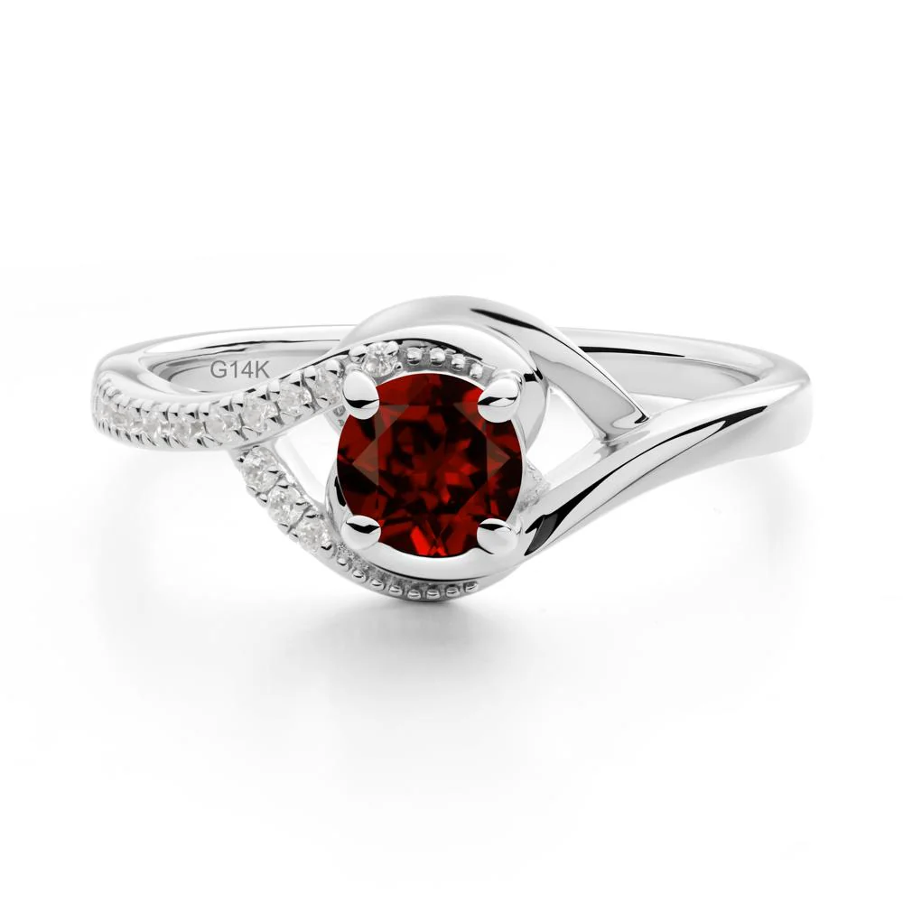 Round Garnet Bypass Statement Ring - Image 4