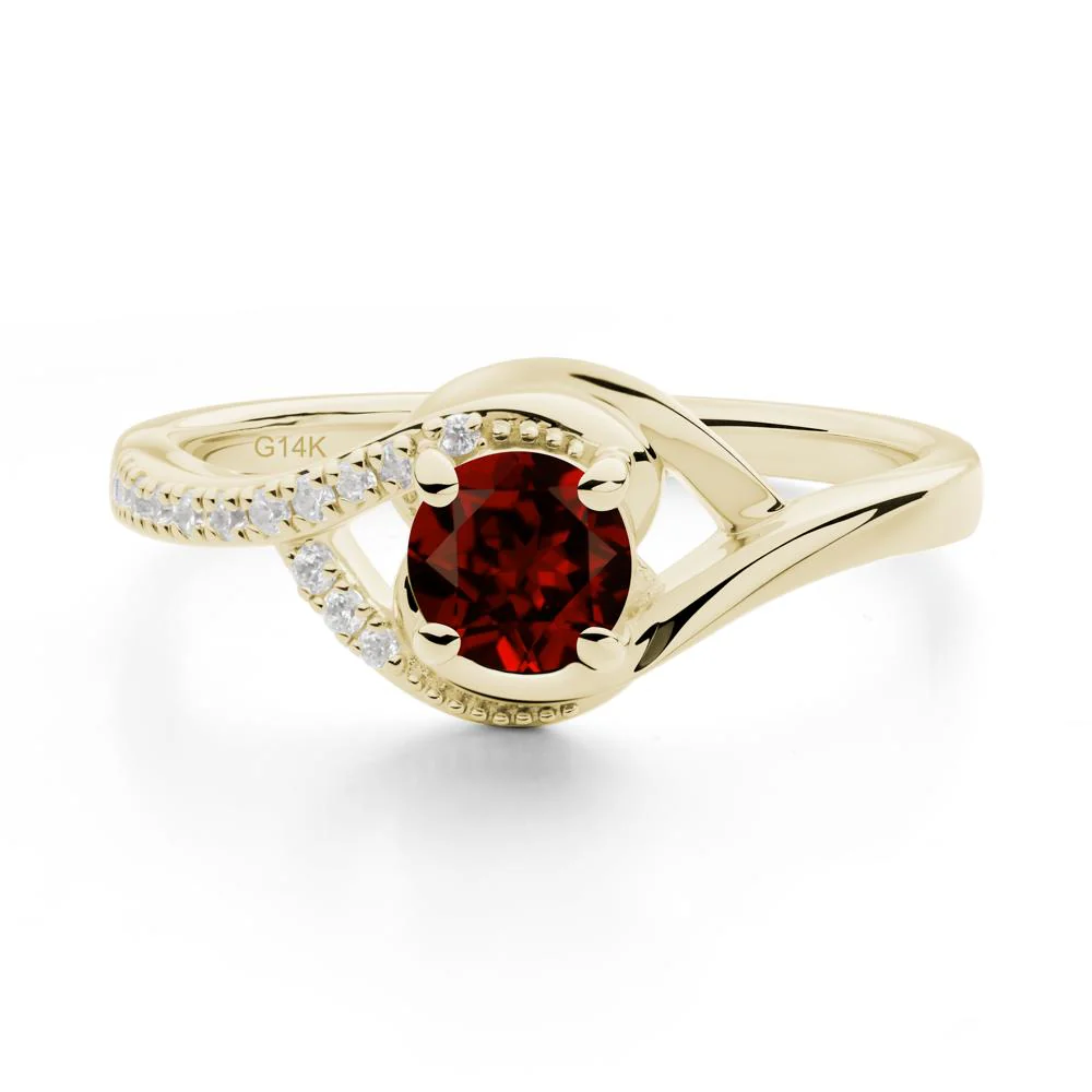 Round Garnet Bypass Statement Ring - Image 9