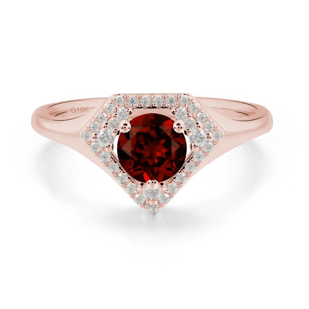 Round Garnet Double Halo Ring - Image 4