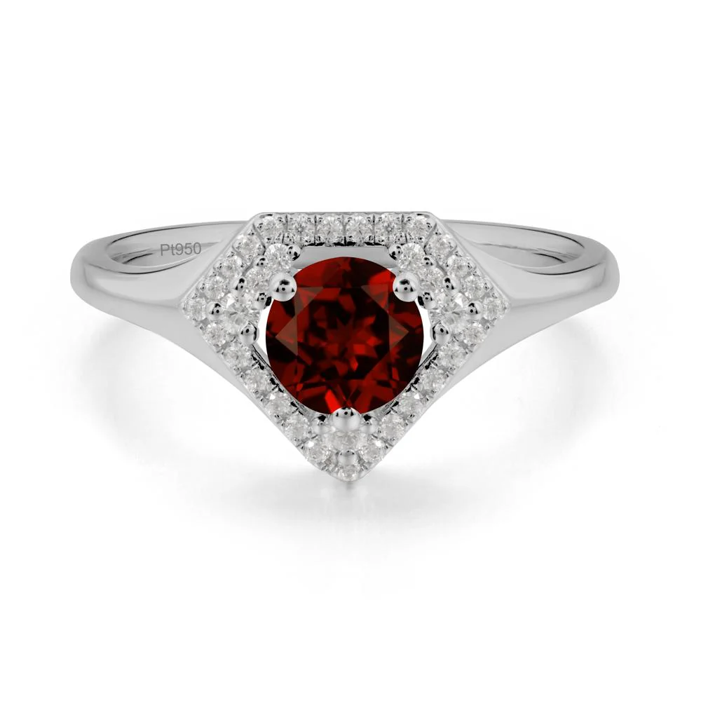 Round Garnet Double Halo Ring - Image 6
