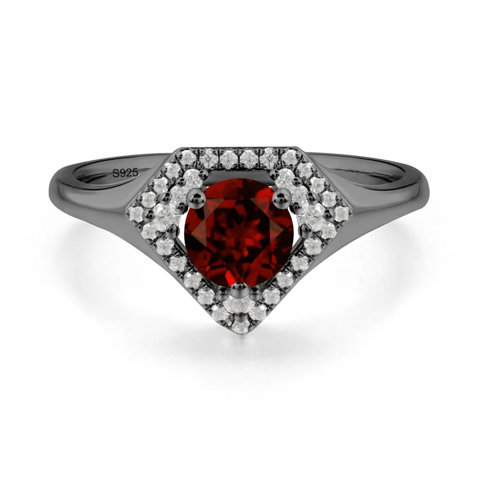 Round Garnet Double Halo Ring - Image 9