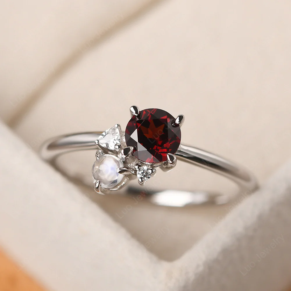 Round Garnet Engagement Ring - Image 3