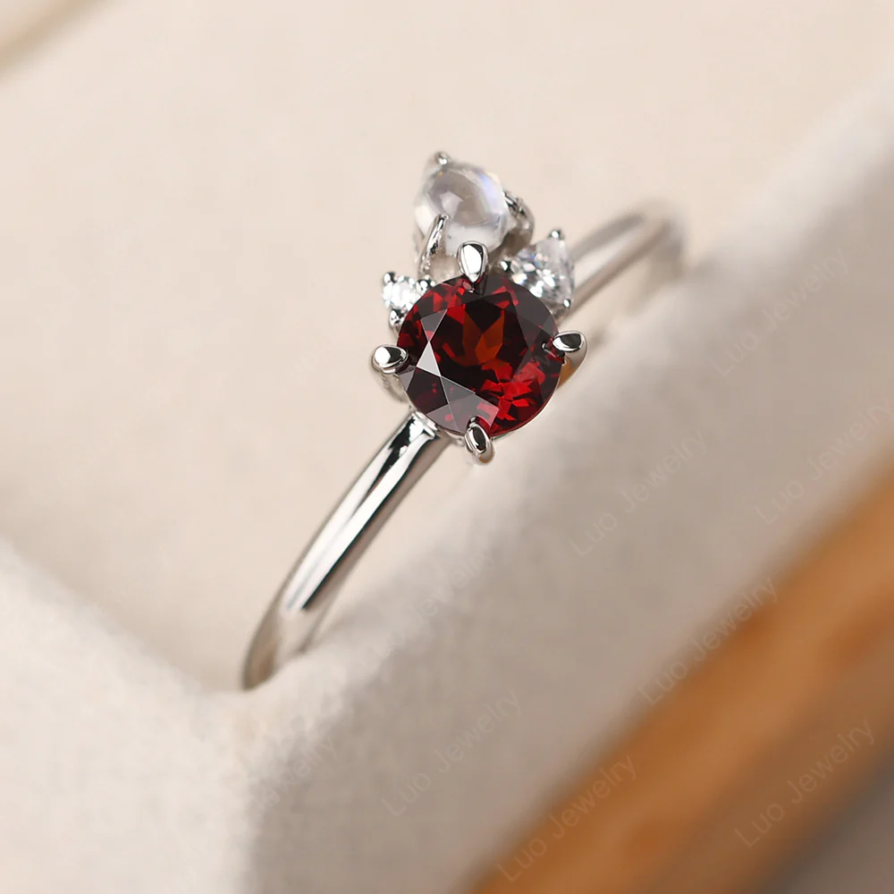 Round Garnet Engagement Ring - Image 4