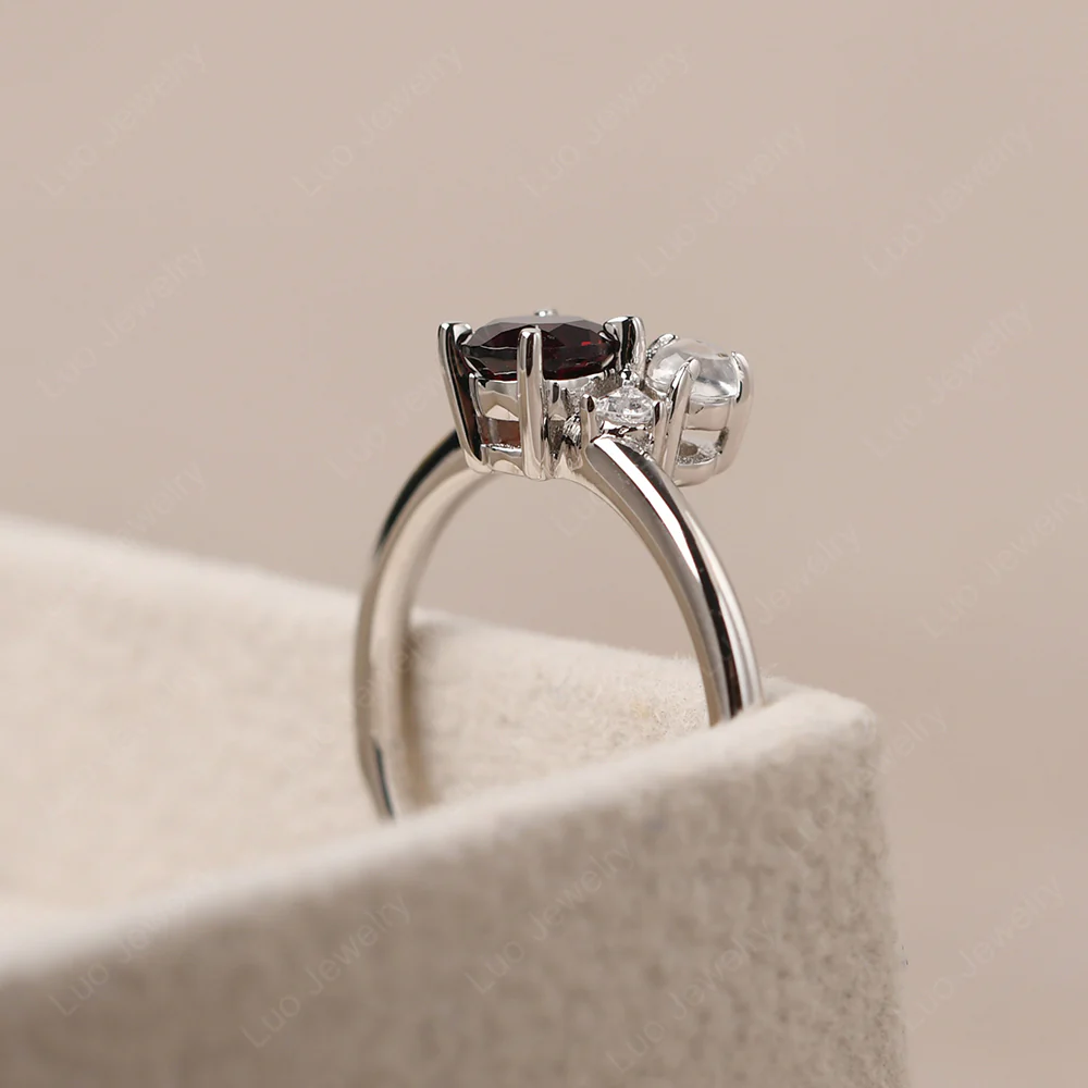 Round Garnet Engagement Ring - Image 7