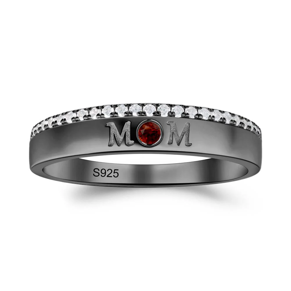 Round Garnet Eternity Mom Ring