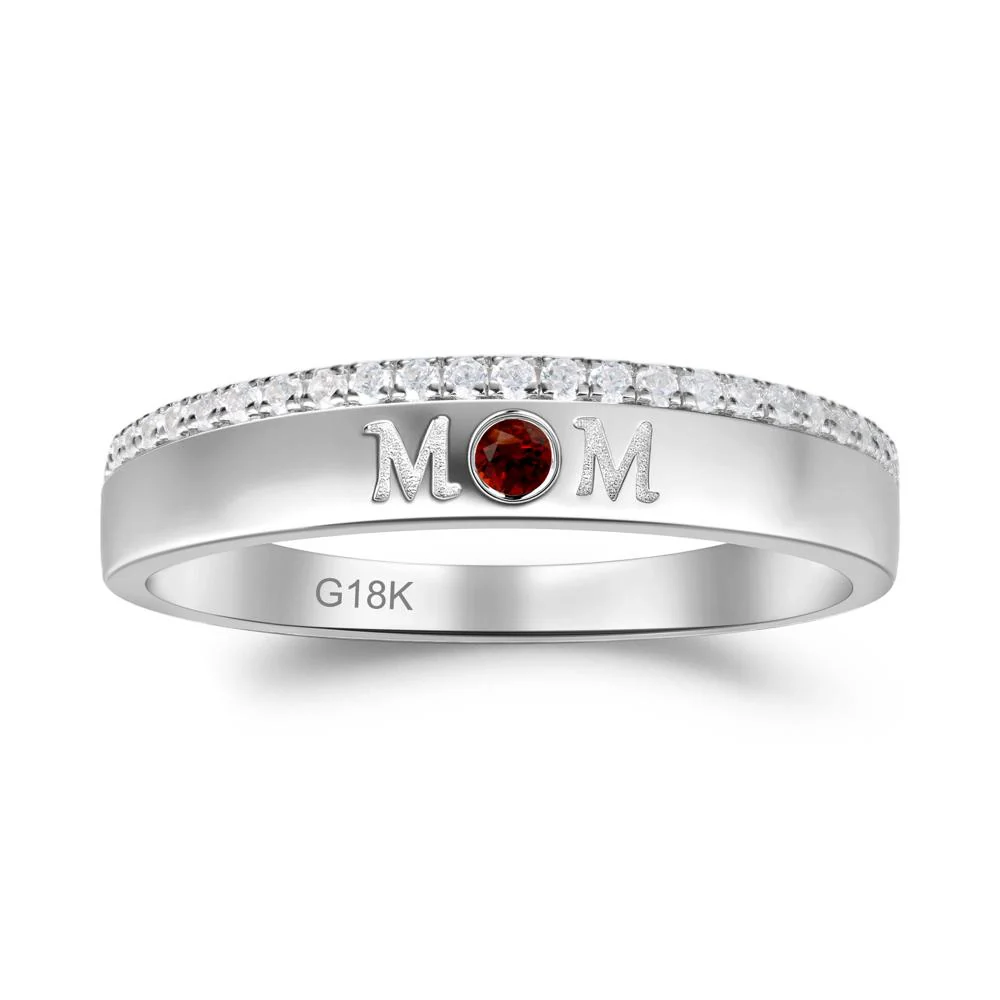 Round Garnet Eternity Mom Ring - Image 2
