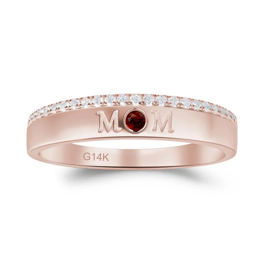 Round Garnet Eternity Mom Ring - Image 3