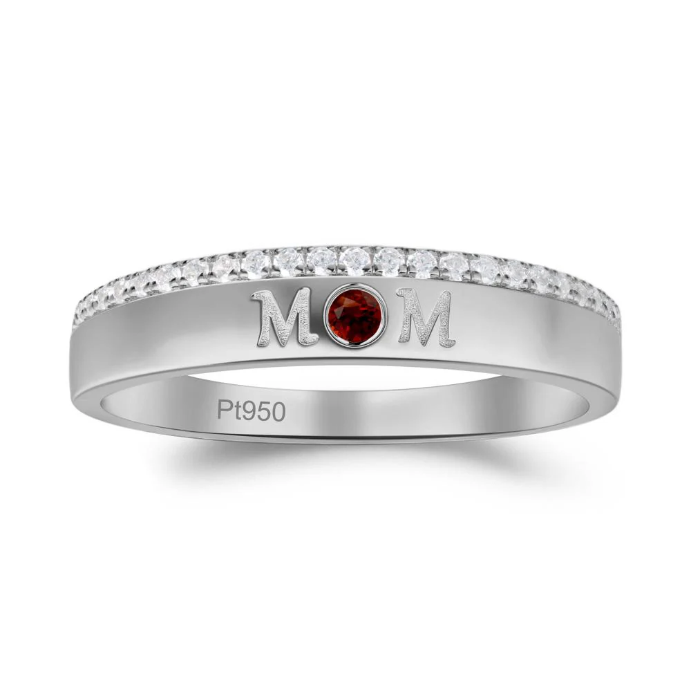 Round Garnet Eternity Mom Ring - Image 4