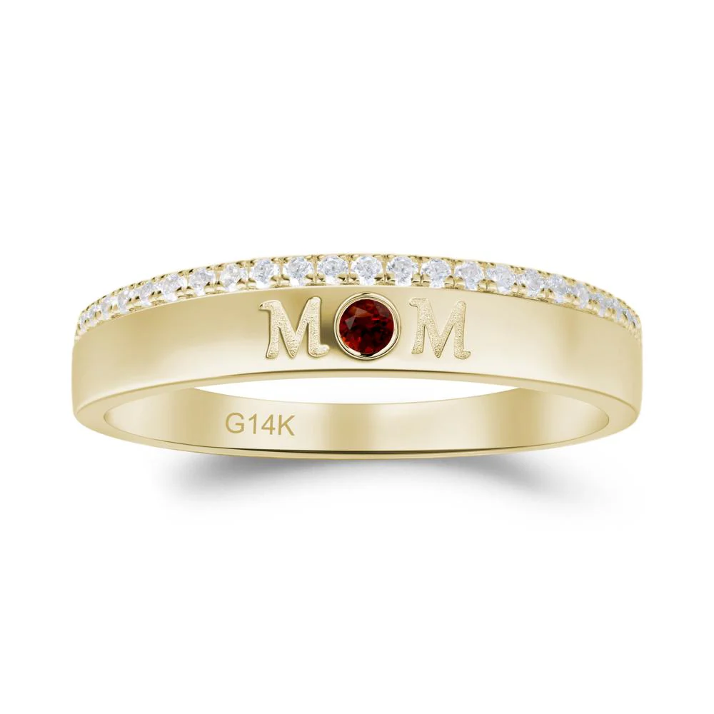 Round Garnet Eternity Mom Ring - Image 9