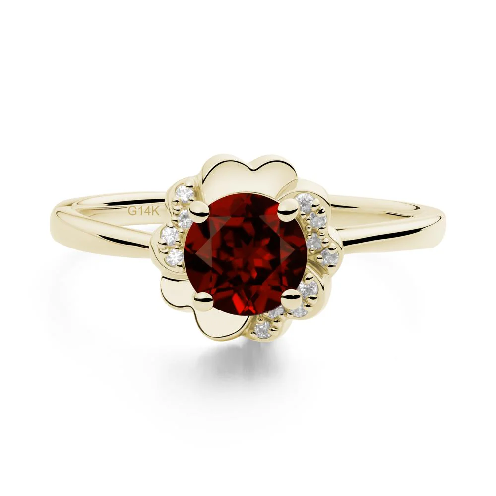 Round Garnet Floral Engagement Ring - Image 6