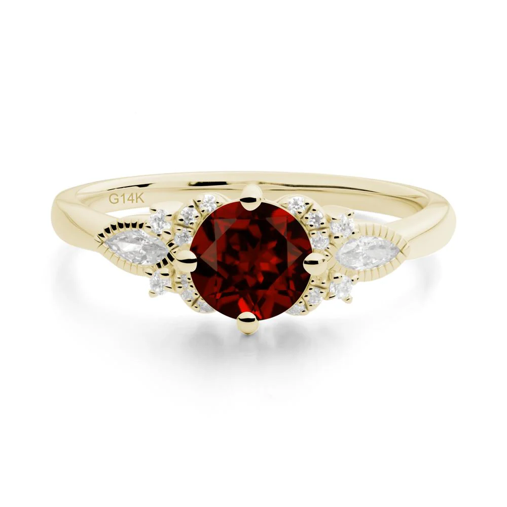 Round Garnet Floral Statement Ring - Image 2