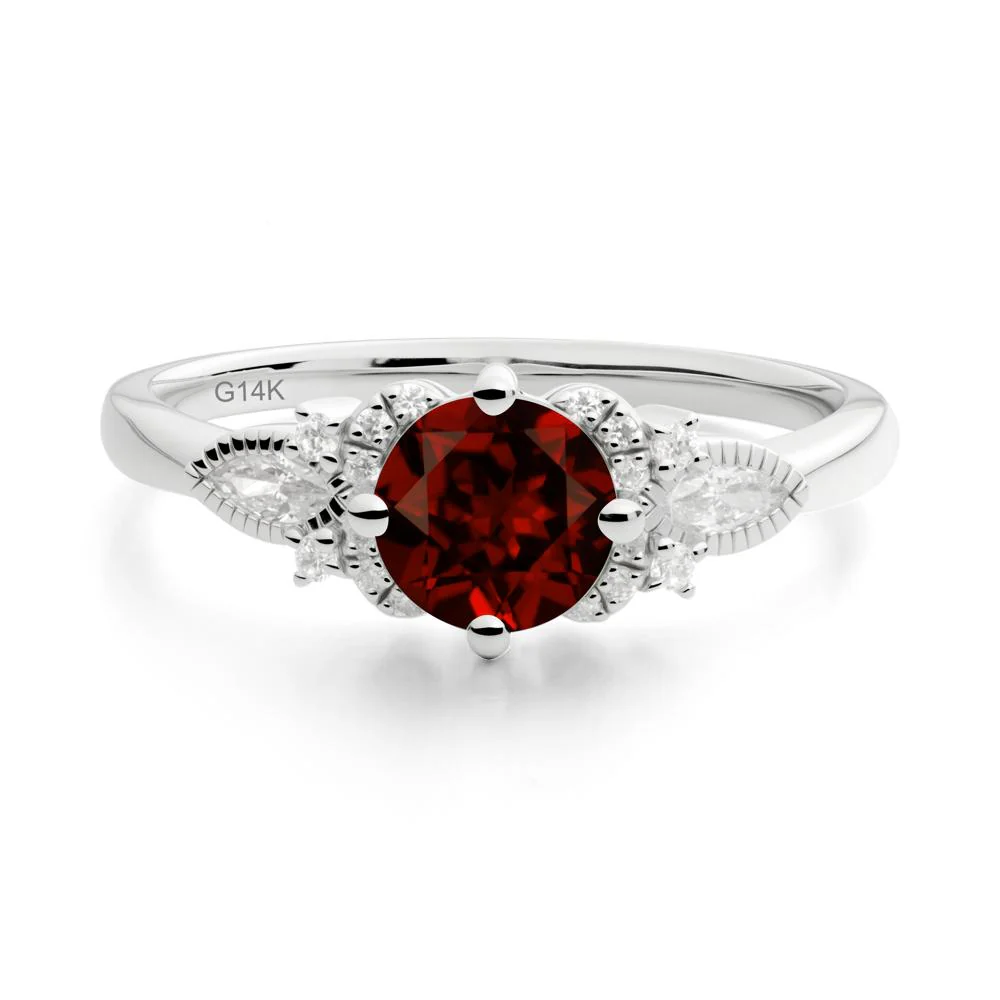Round Garnet Floral Statement Ring - Image 3