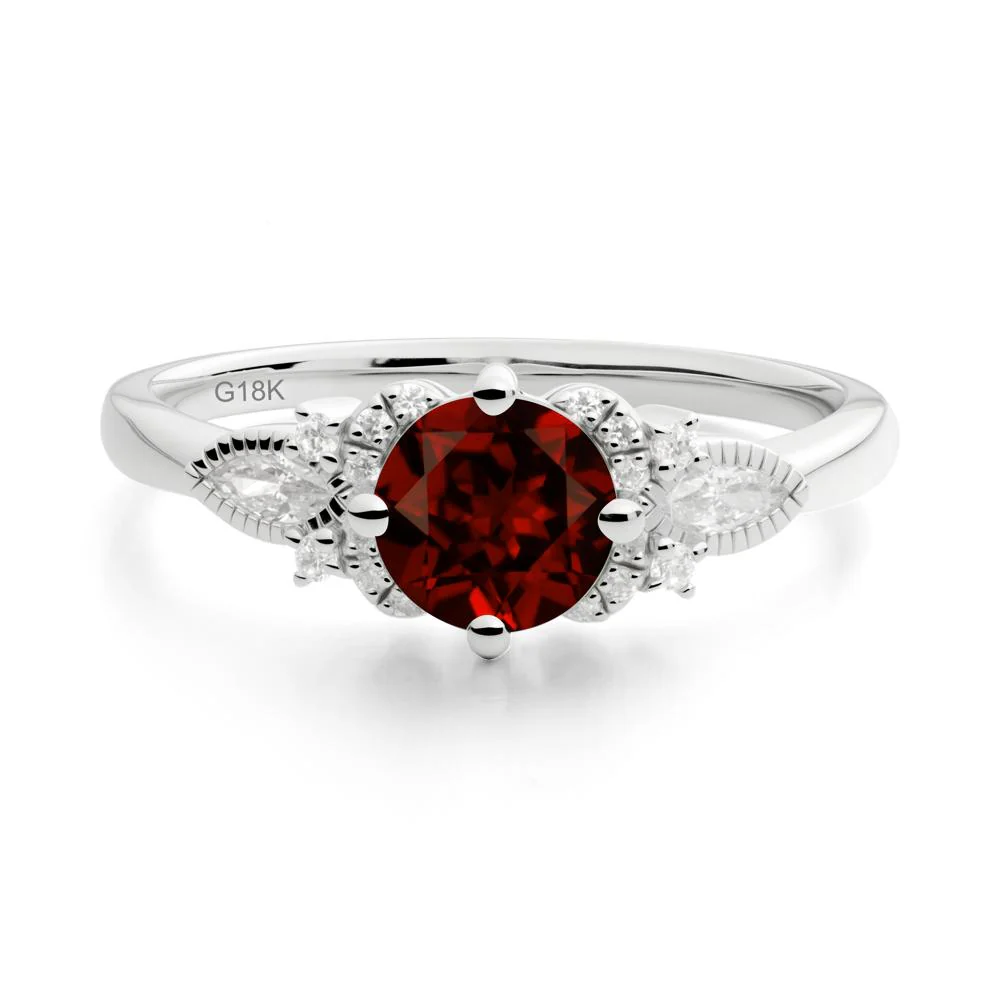 Round Garnet Floral Statement Ring - Image 8