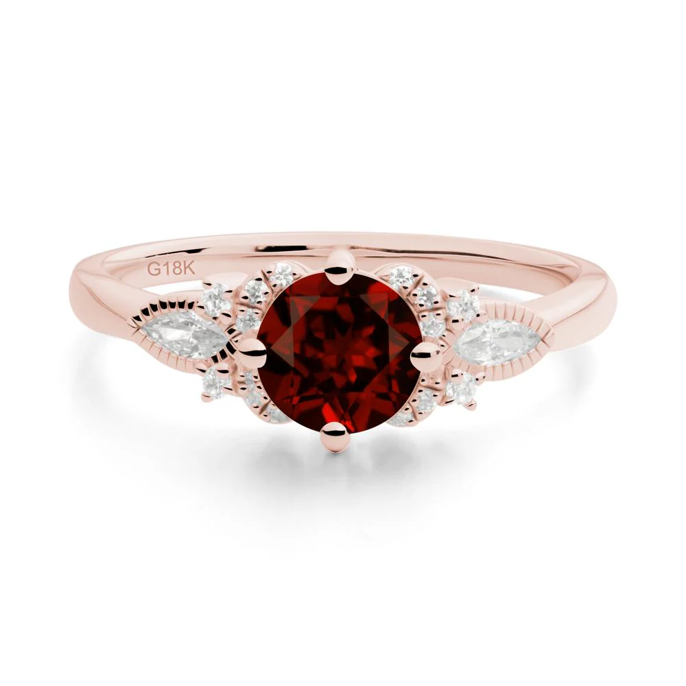Round Garnet Floral Statement Ring - Image 9