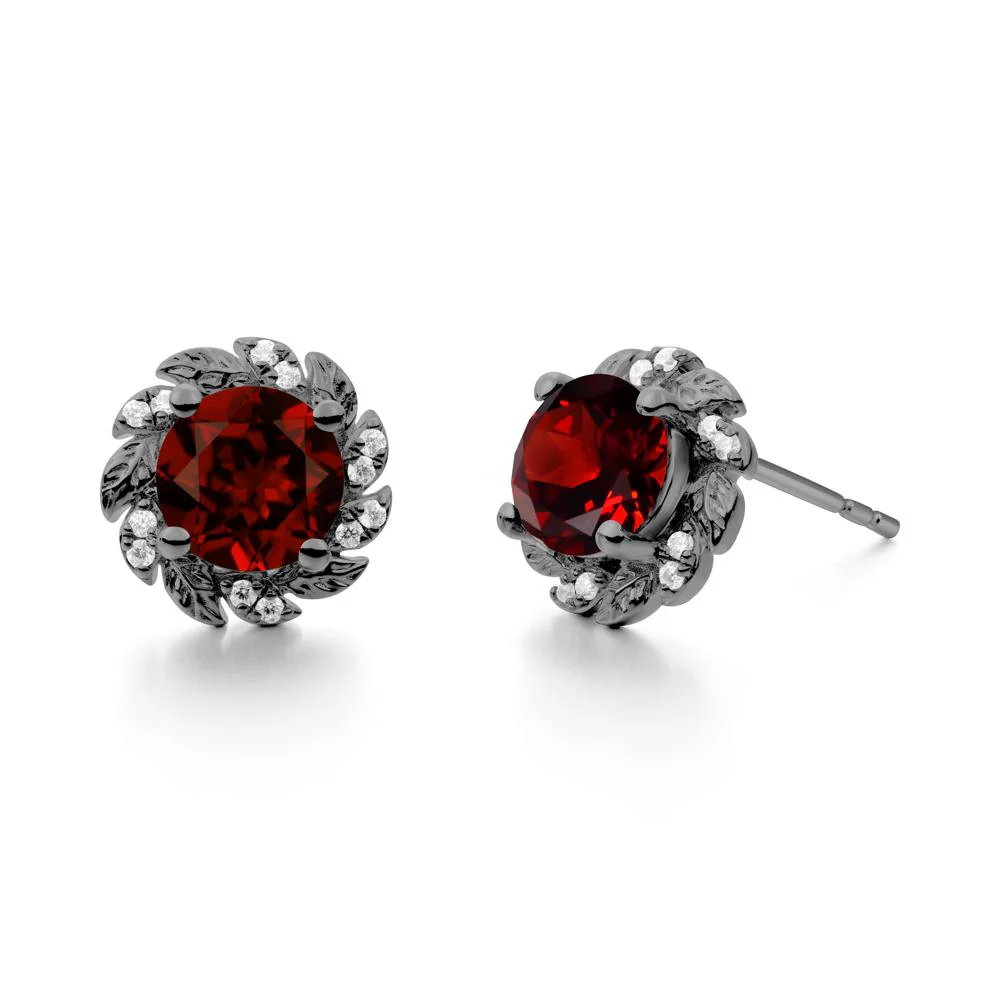 Round Garnet Flower Earrings - Image 5