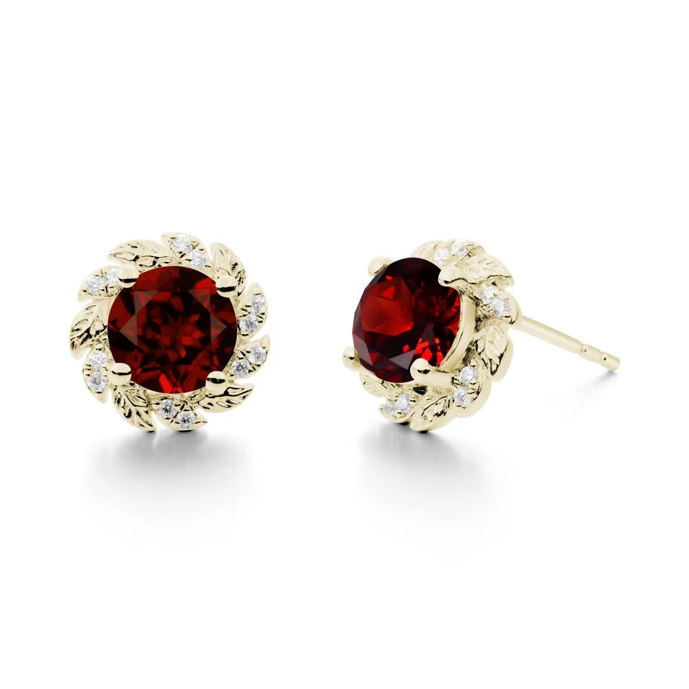 Round Garnet Flower Earrings - Image 9