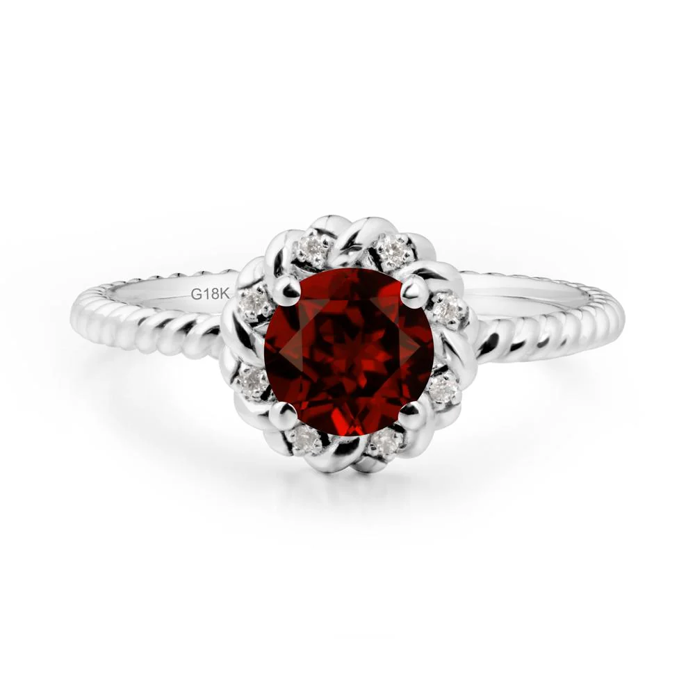Round Garnet Halo Engagement Ring - Image 4