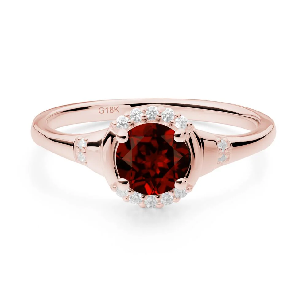 Round Garnet Halo Ring - Image 3