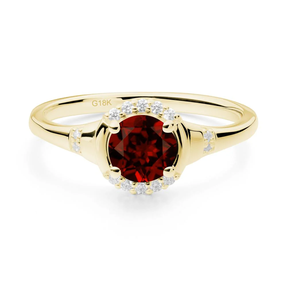 Round Garnet Halo Ring - Image 6