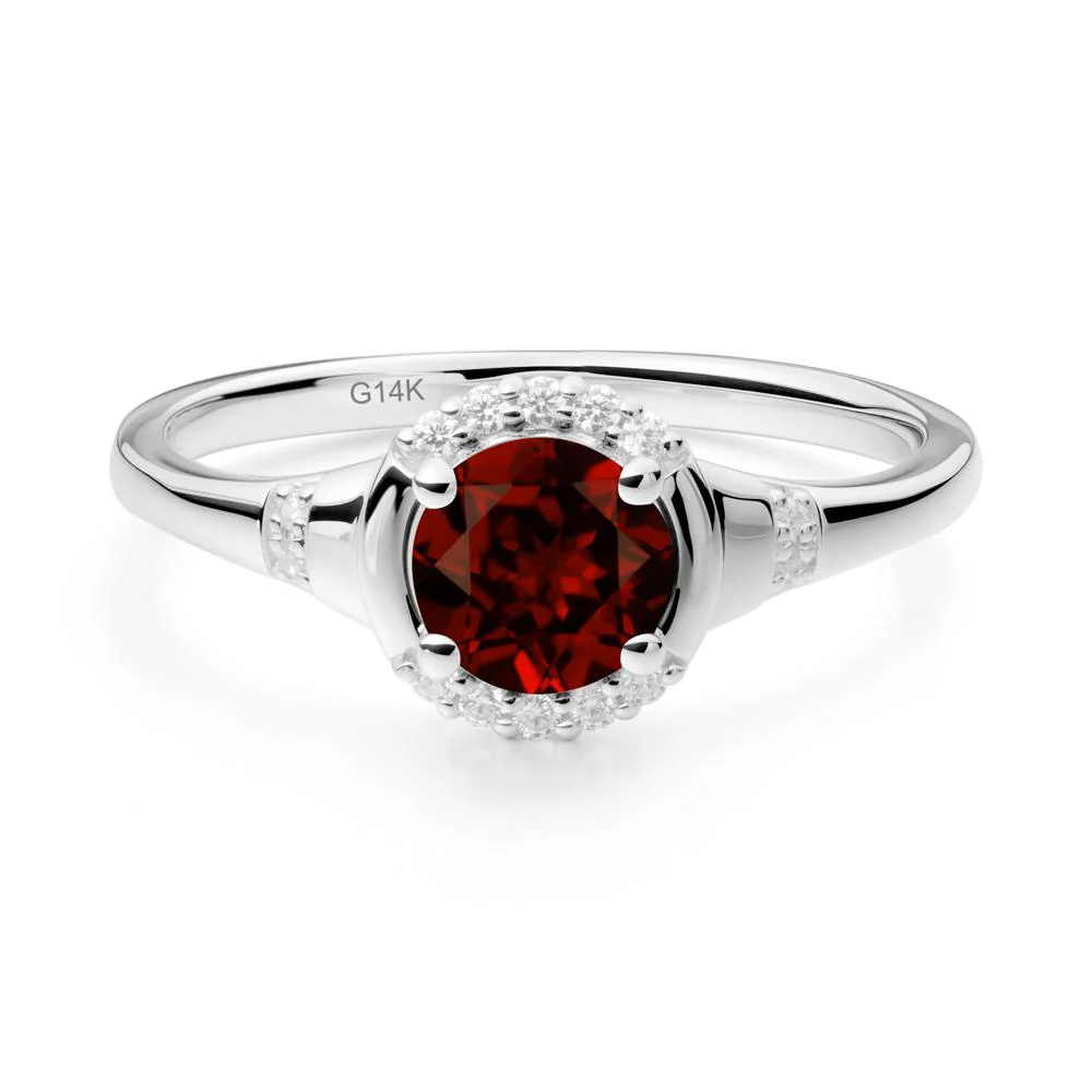 Round Garnet Halo Ring - Image 8