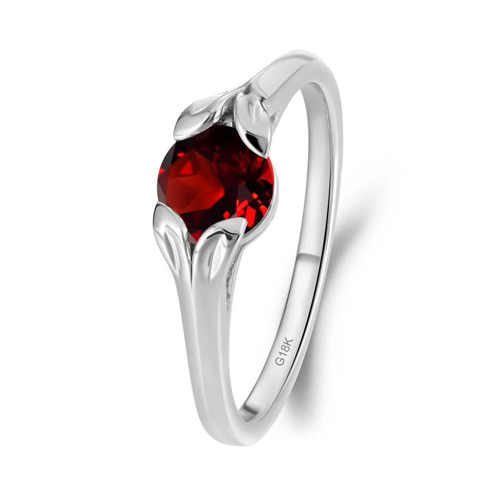 Round Garnet Leaf Ring - Image 6