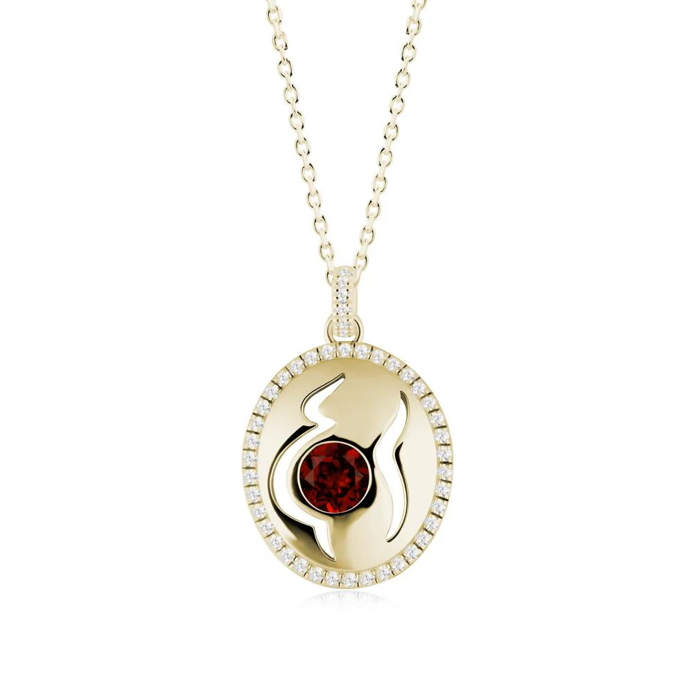 Round Garnet Motherhood Necklace - Image 2