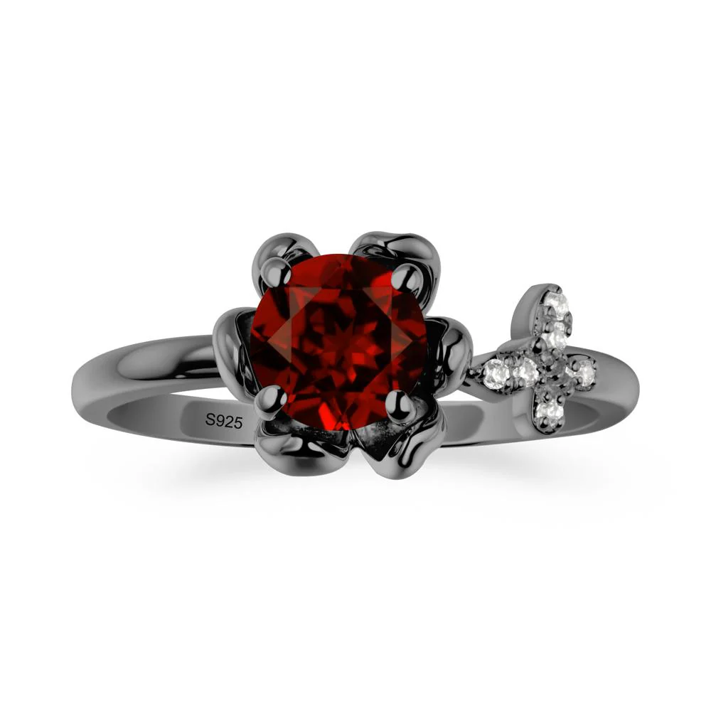 Round Garnet Petal Promise Ring