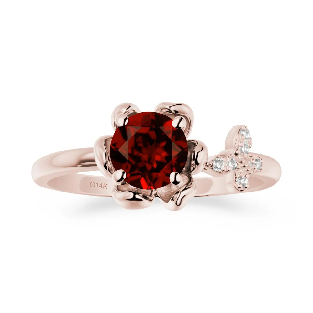Round Garnet Petal Promise Ring - Image 2
