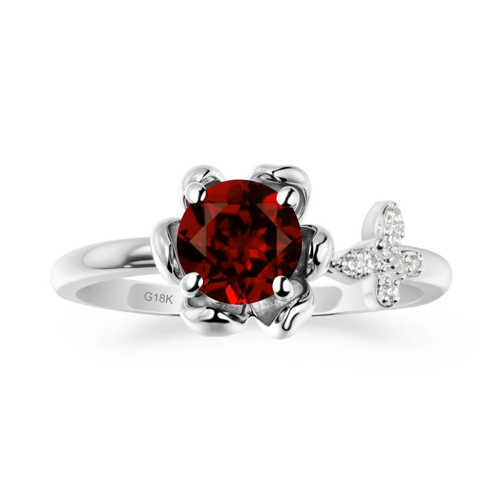 Round Garnet Petal Promise Ring - Image 6
