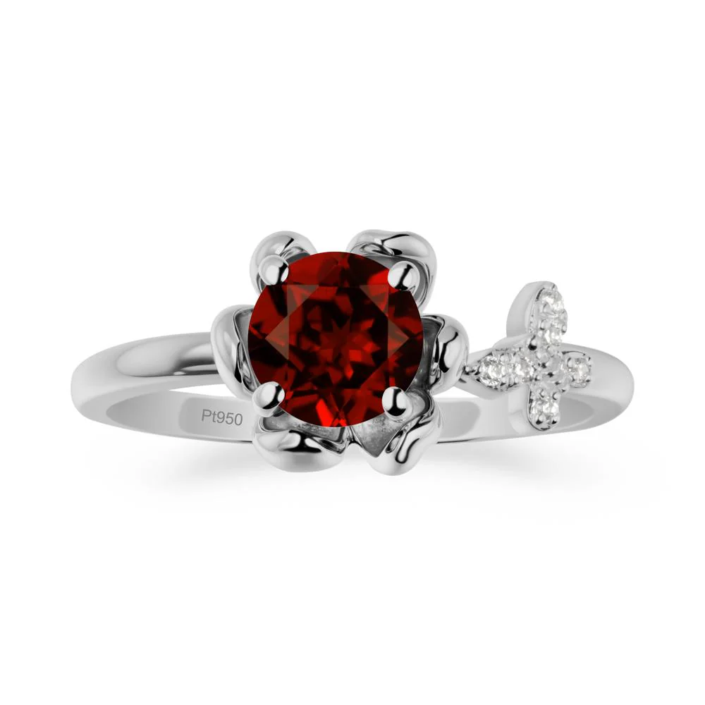 Round Garnet Petal Promise Ring - Image 8