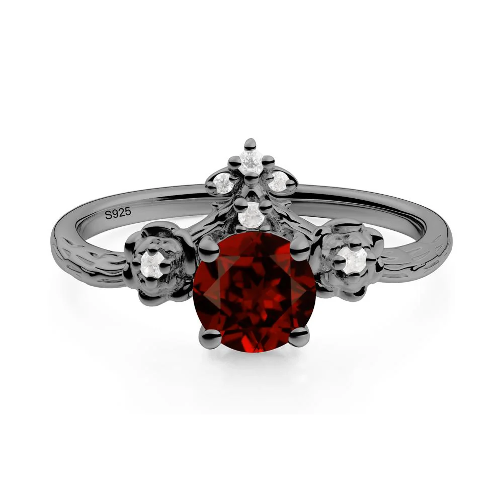 Round Garnet Rose Ring with Wood Grain - Image 5