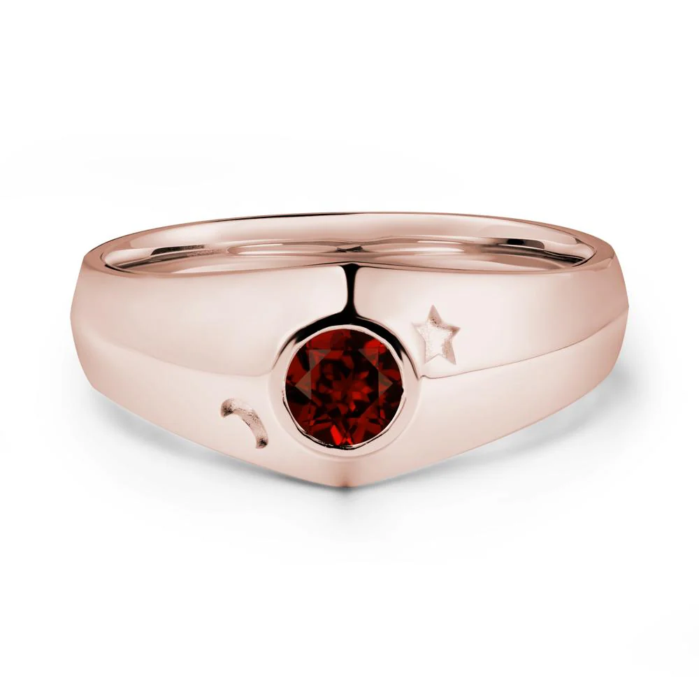 Round Garnet Wide Band Ring - Image 2