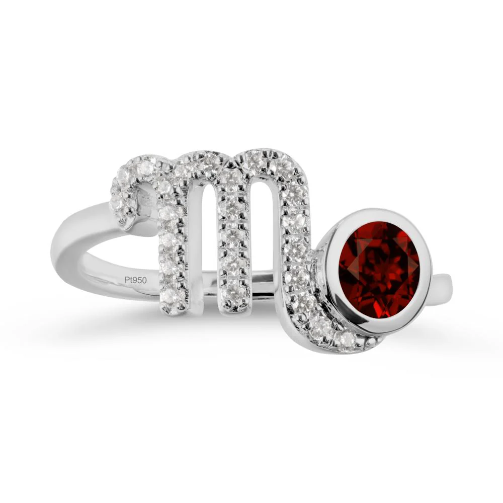 Round Garnet Wrap Around Scorpio Zodiac Ring - Image 8