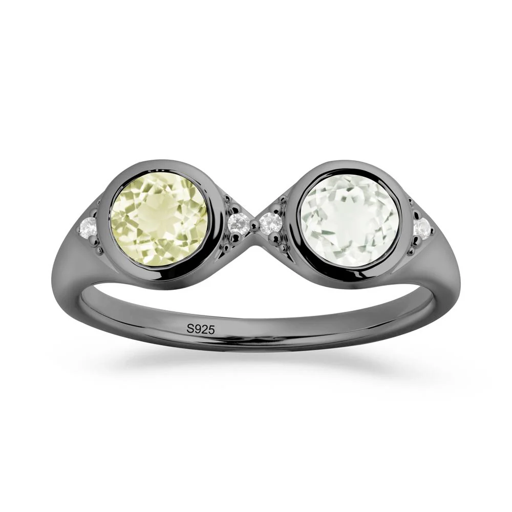 Round Green Amethyst and Lemon Quartz Toi Et Moi Ring - Image 4