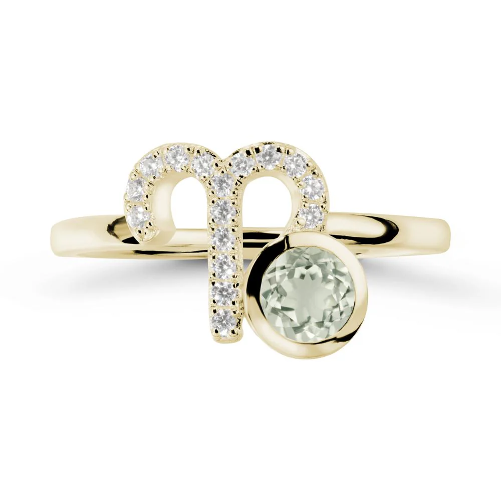 Round Green Amethyst Aries Zodiac Ring-Bold & Ambitious - Image 4
