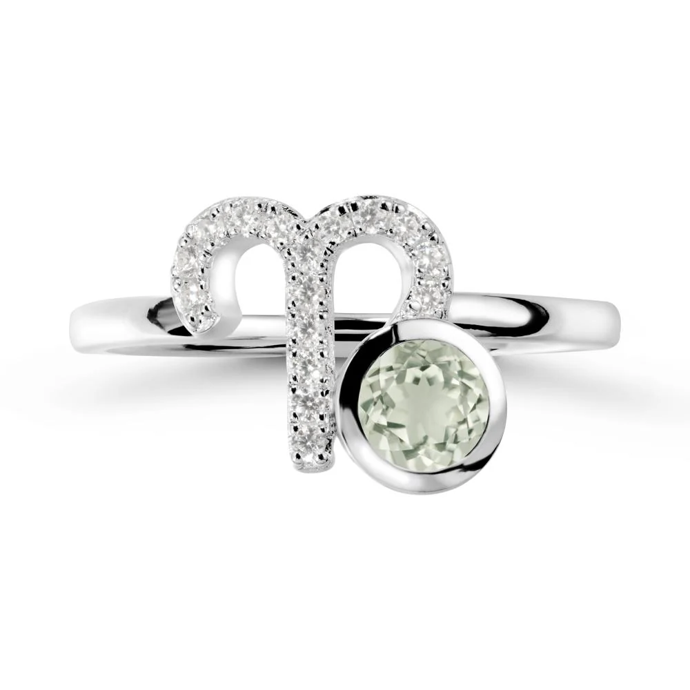 Round Green Amethyst Aries Zodiac Ring-Bold & Ambitious - Image 9