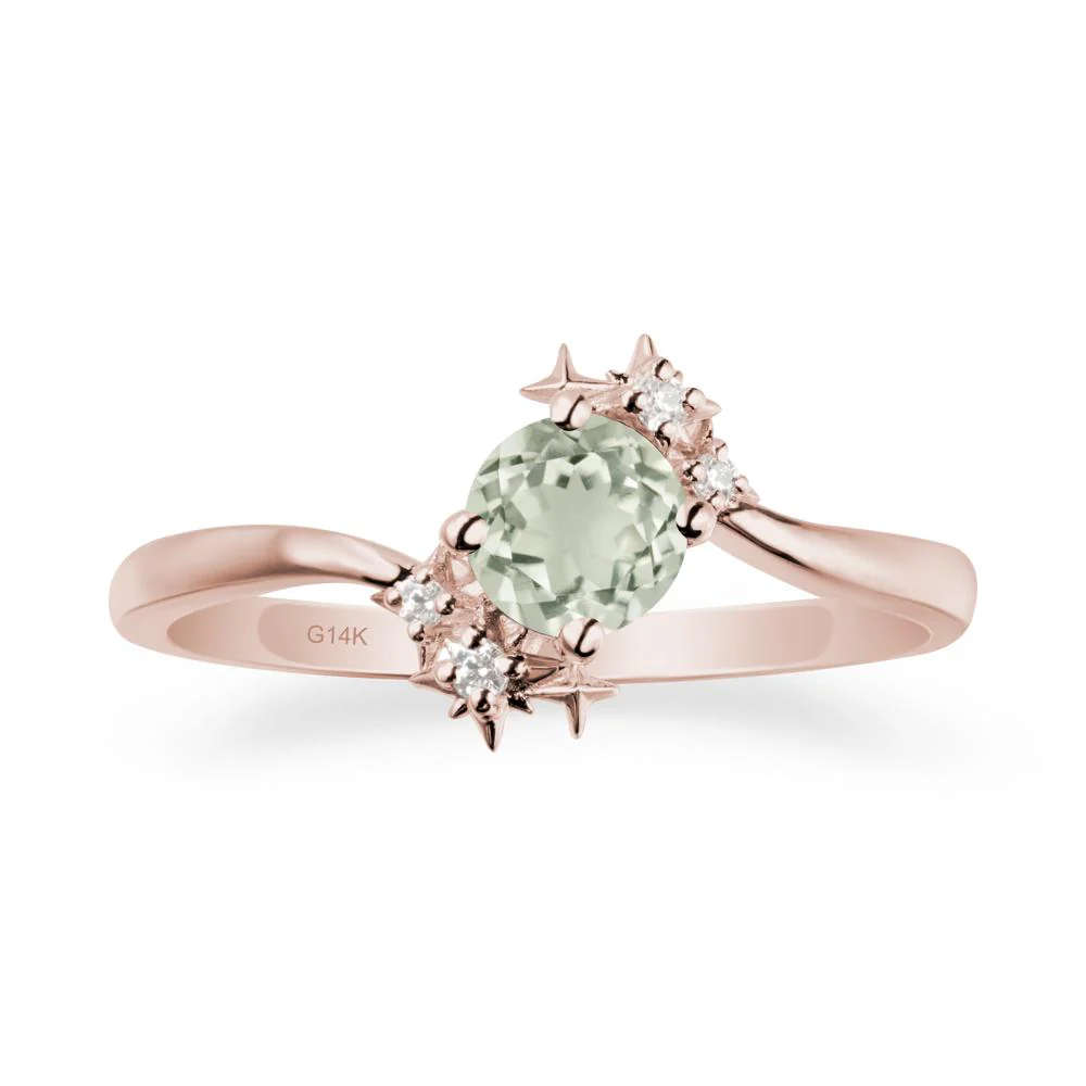 Round Green Amethyst Bypass Ring