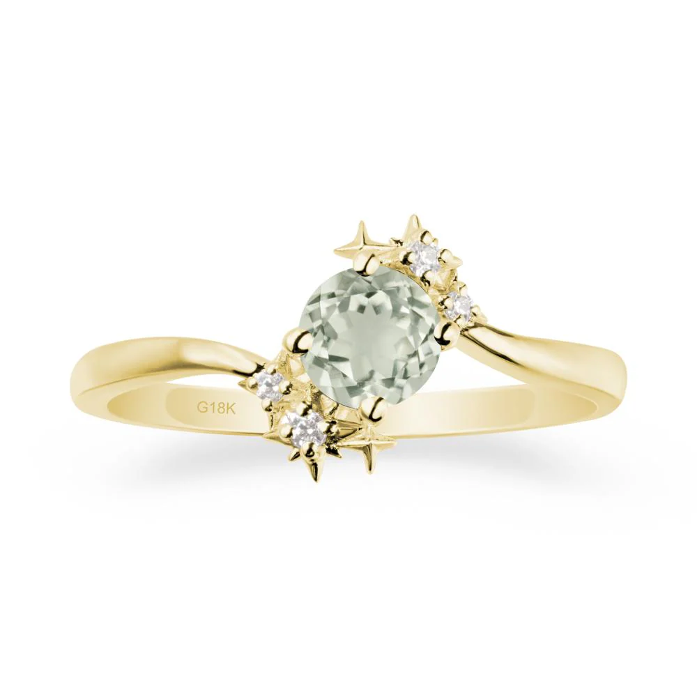 Round Green Amethyst Bypass Ring - Image 6