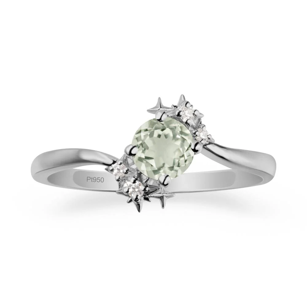 Round Green Amethyst Bypass Ring - Image 8
